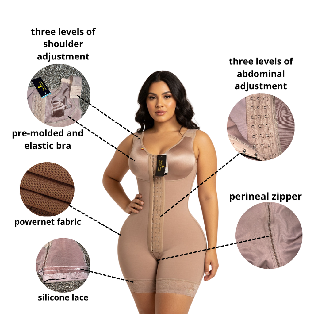 Faja Colombiana Postquirúrgica Segunda Etapa con Brasier – Media Pierna- Fajas Reina.